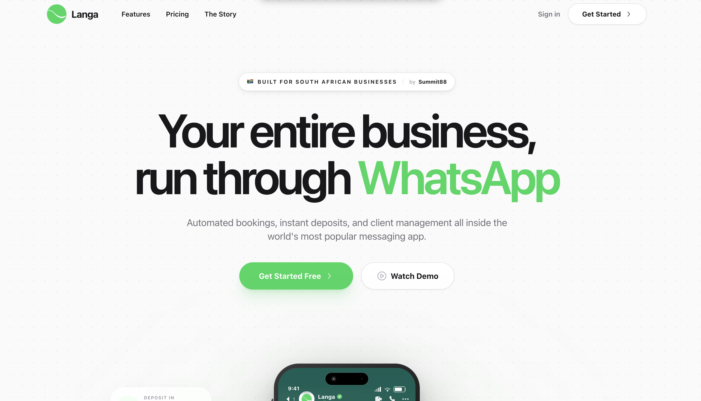 Langa website preview