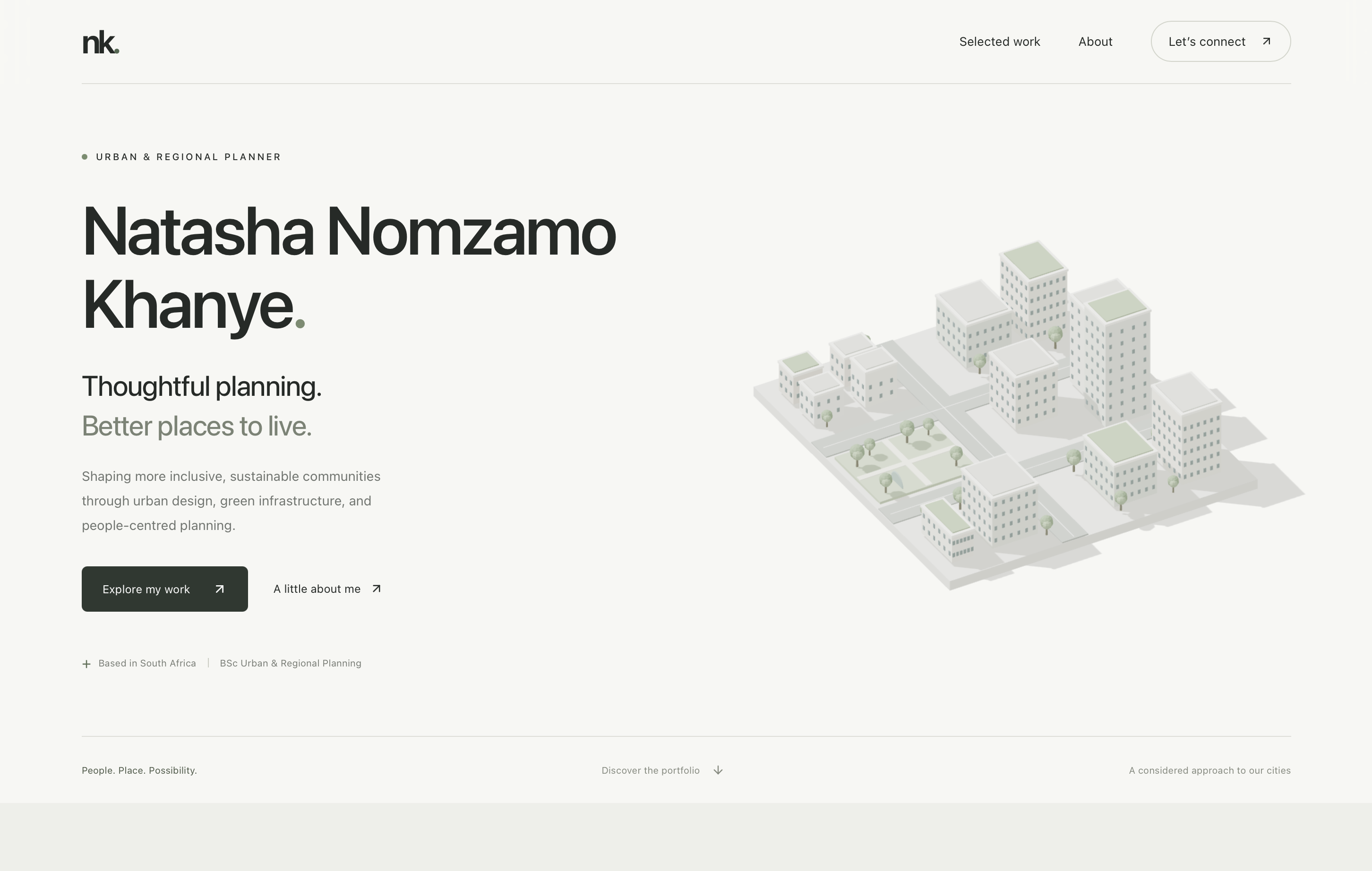 Nomzamo Khanye urban planning portfolio homepage